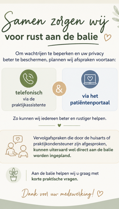 balie postertje geen afspraken